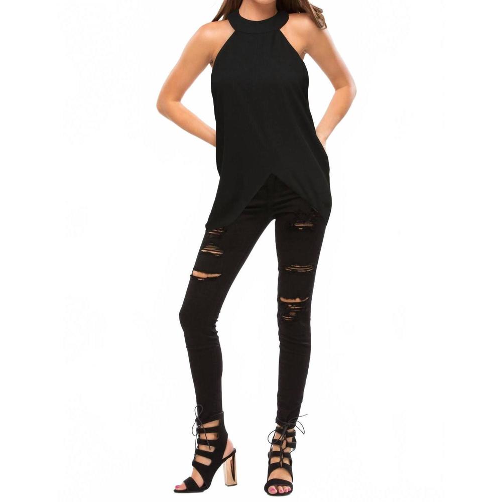 NEW C/MEO COLLECTIVE liquid love top in black - Picture 3 of 4